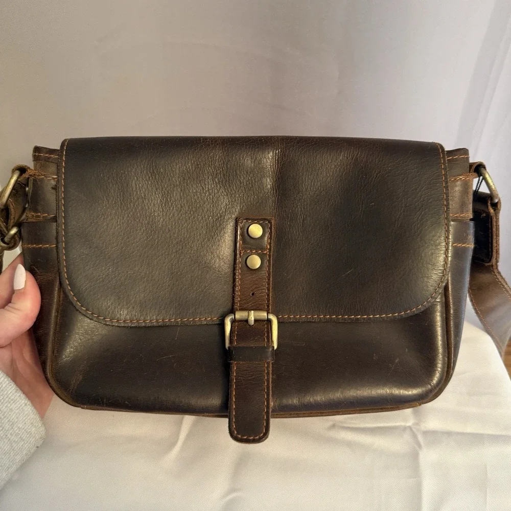 Unbranded Dark Brown Leather Shoulder Messenger Crossbody Bag Purse